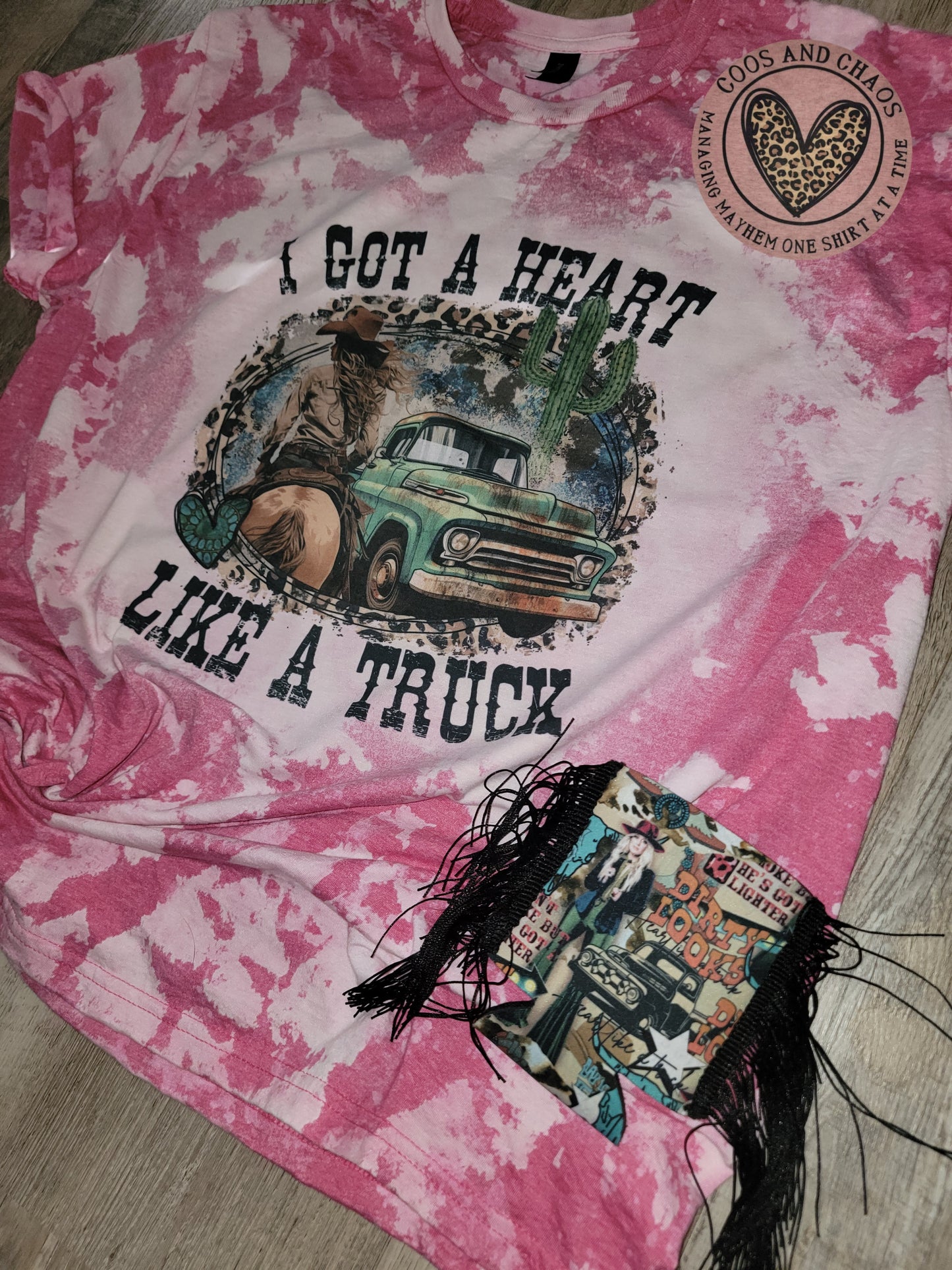 Lainey Heart Like A Truck-Acid Tee/Koozie Combo