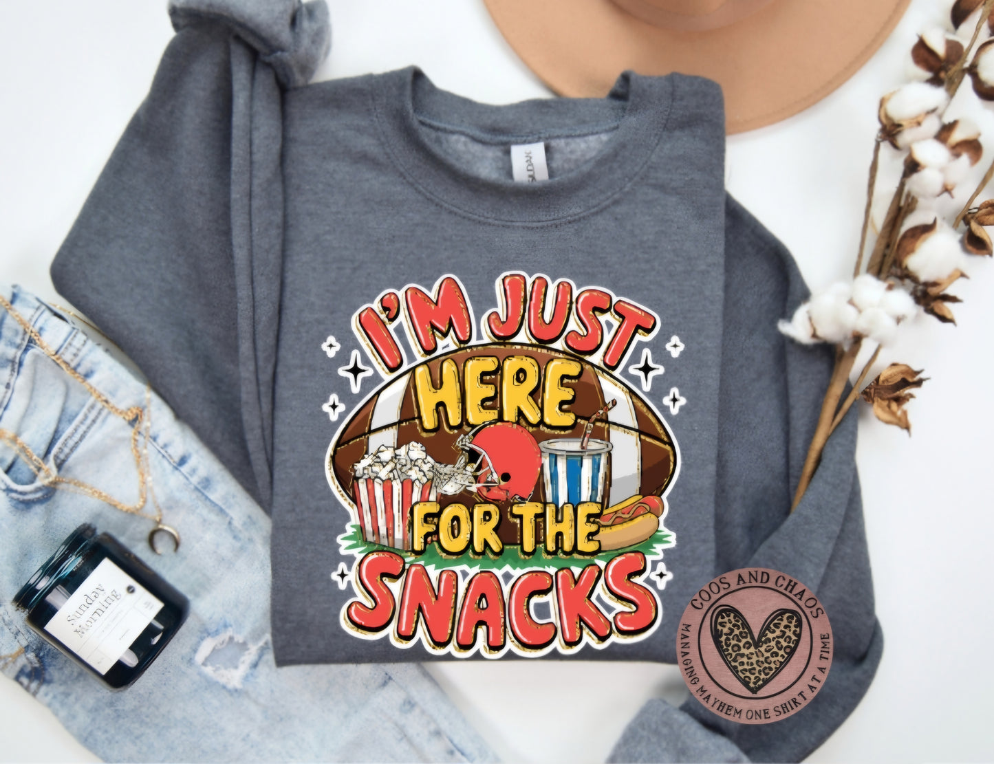SNACKS football GLITTER Crew