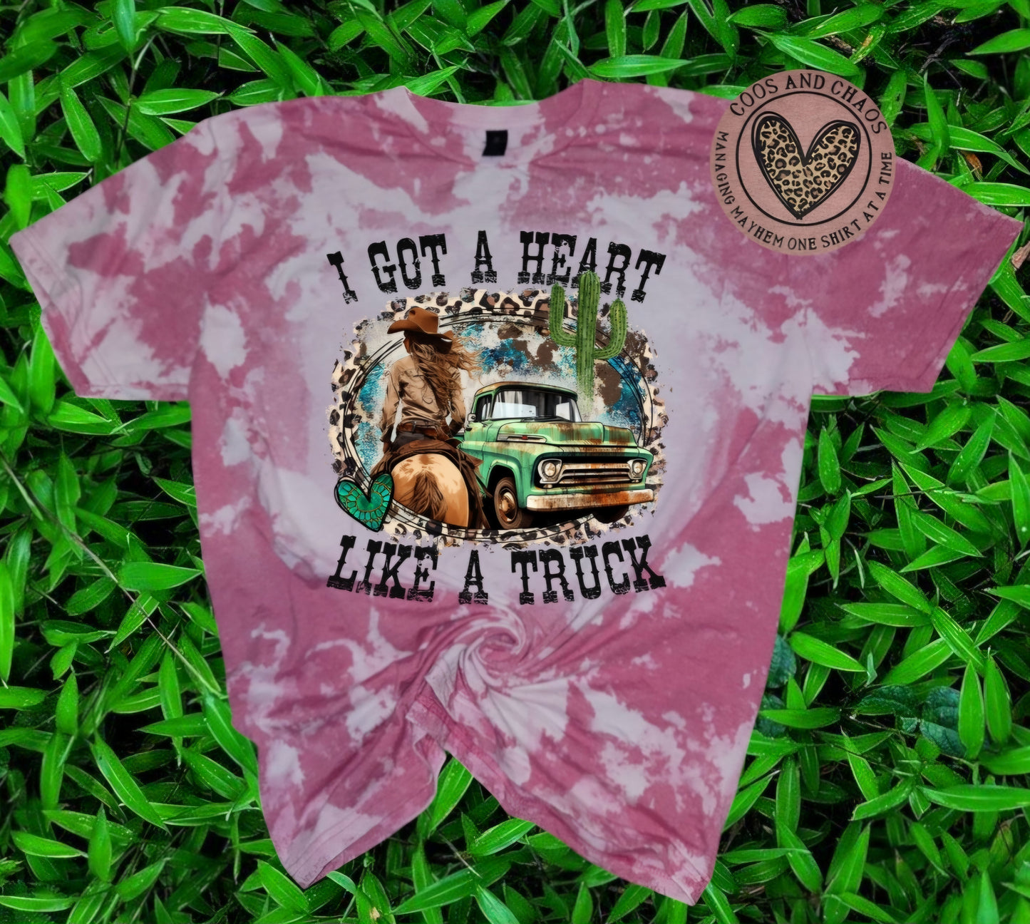 Lainey Heart Like A Truck-Acid Tee/Koozie Combo