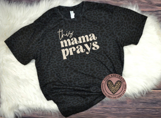 GLITTER Mama Prays Leopard Tee
