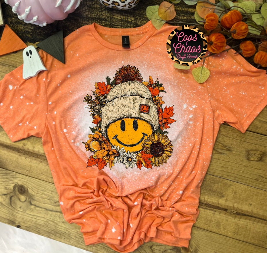 Floral Smiley-Bleached/Basic Tee